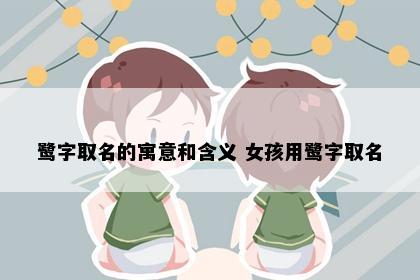 鹭字取名的寓意和含义 女孩用鹭字取名