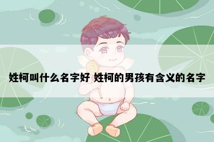 姓柯叫什么名字好 姓柯的男孩有含义的名字