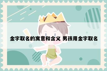 金字取名的寓意和含义 男孩用金字取名