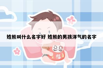 姓熊叫什么名字好 姓熊的男孩洋气的名字