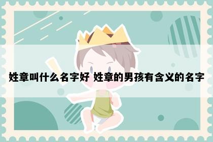 姓章叫什么名字好 姓章的男孩有含义的名字