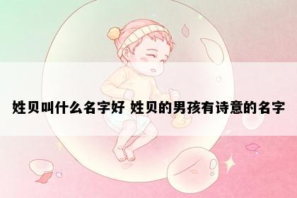 姓贝叫什么名字好 姓贝的男孩有诗意的名字