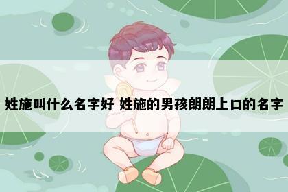 姓施叫什么名字好 姓施的男孩朗朗上口的名字