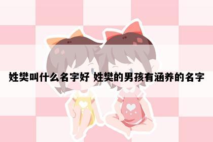 姓樊叫什么名字好 姓樊的男孩有涵养的名字