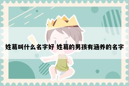 姓葛叫什么名字好 姓葛的男孩有涵养的名字