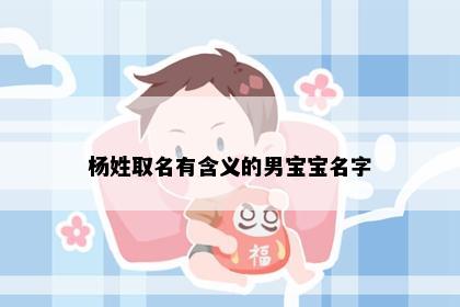 杨姓取名有含义的男宝宝名字