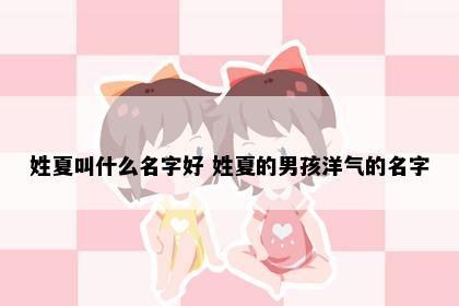 姓夏叫什么名字好 姓夏的男孩洋气的名字