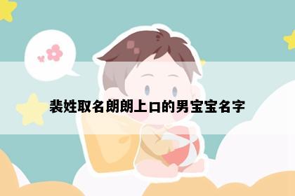 裴姓取名朗朗上口的男宝宝名字