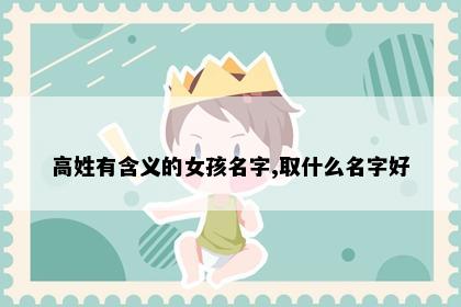 高姓有含义的女孩名字,取什么名字好