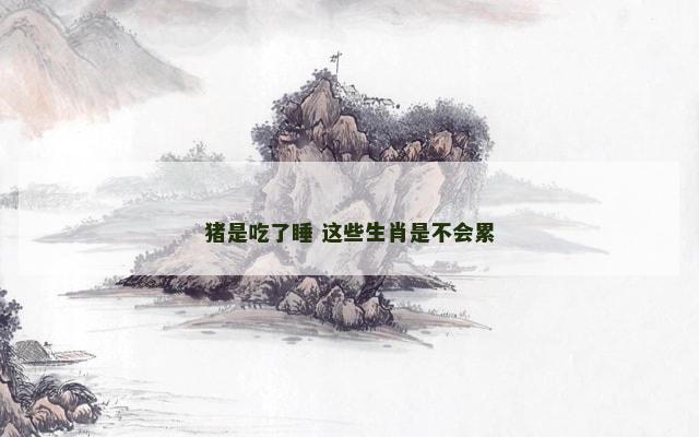 猪是吃了睡 这些生肖是不会累