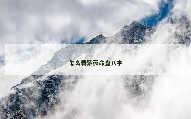 怎么看紫薇命盘八字 怎么看紫薇命盘八字