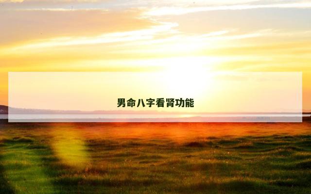 男命八字看肾功能