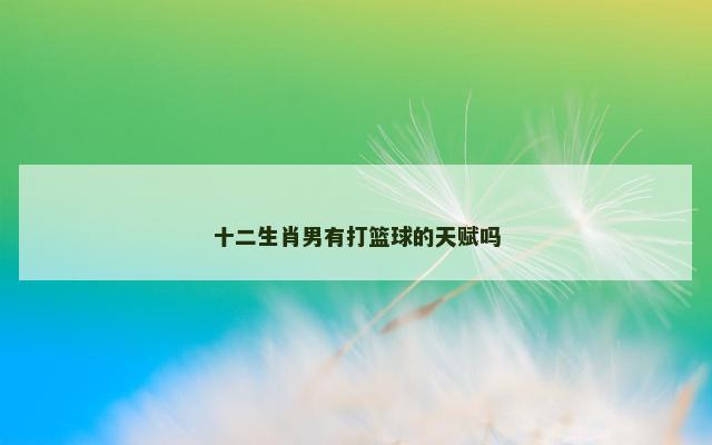 十二生肖男有打篮球的天赋吗