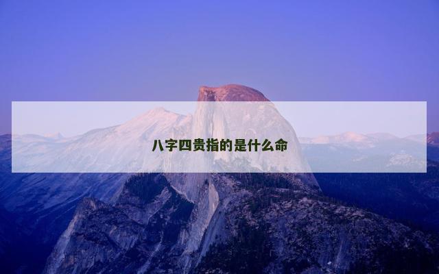 八字四贵指的是什么命