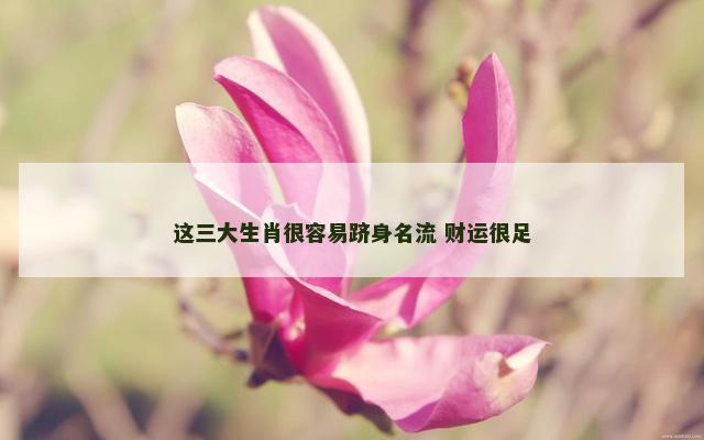 这三大生肖很容易跻身名流 财运很足