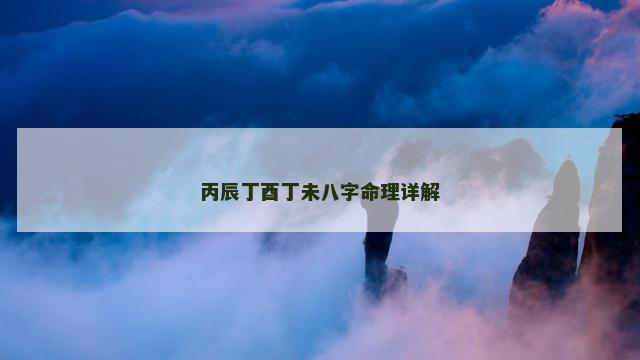 丙辰丁酉丁未八字命理详解
