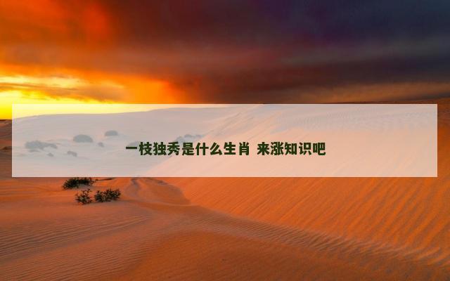 一枝独秀是什么生肖 来涨知识吧