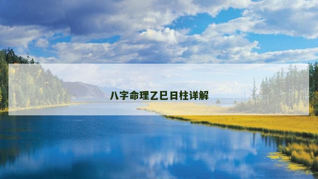 八字命理乙巳日柱详解