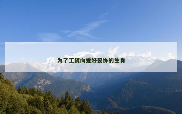 为了工资向爱好妥协的生肖
