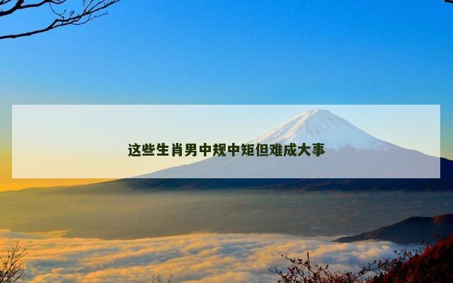 这些生肖男中规中矩但难成大事