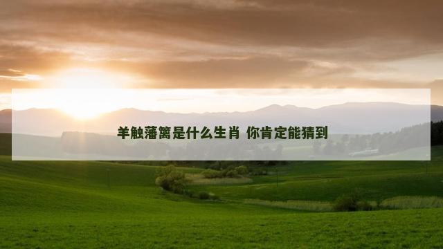 羊触藩篱是什么生肖 你肯定能猜到