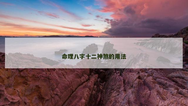 命理八字十二神煞的用法