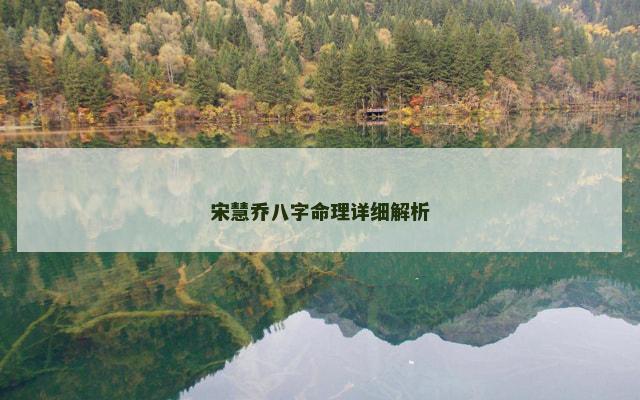 宋慧乔八字命理详细解析