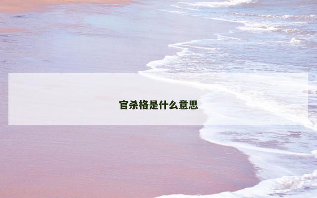 官杀格是什么意思
