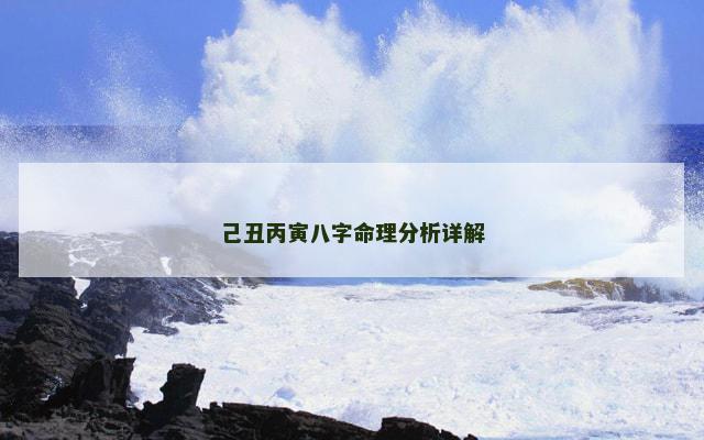 己丑丙寅八字命理分析详解
