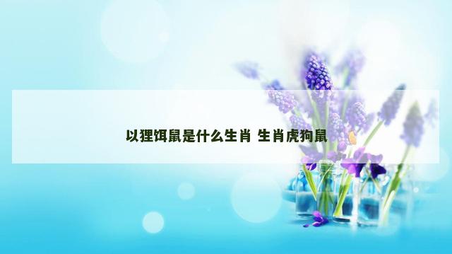 以狸饵鼠是什么生肖 生肖虎狗鼠