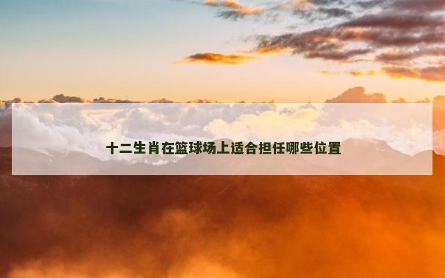 十二生肖在篮球场上适合担任哪些位置