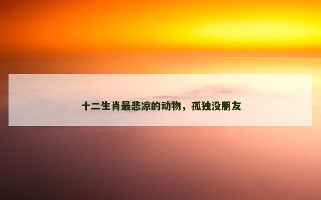十二生肖最悲凉的动物，孤独没朋友
