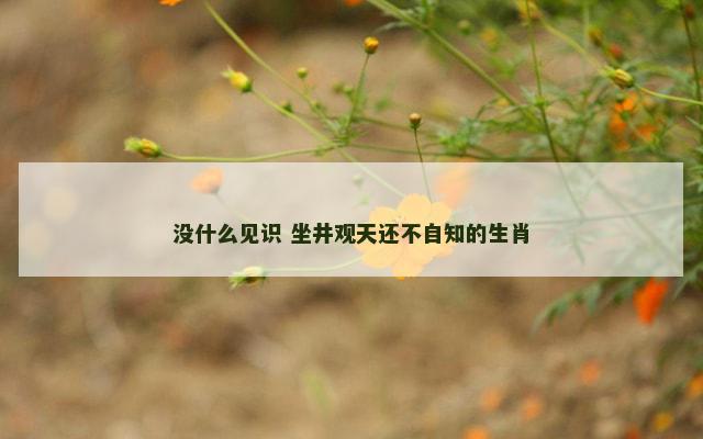 没什么见识 坐井观天还不自知的生肖 没什么见识 坐井观天还不自知的生肖