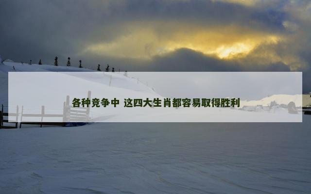 各种竞争中 这四大生肖都容易取得胜利