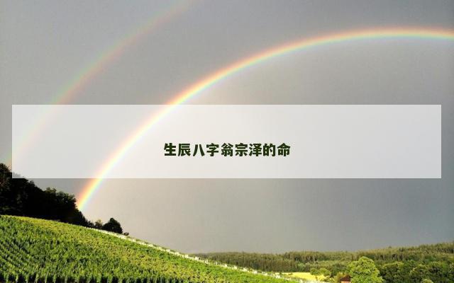 生辰八字翁宗泽的命 生辰八字翁宗泽的命