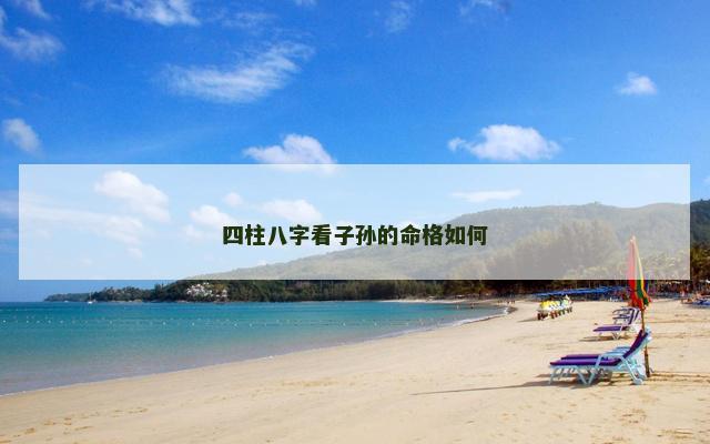 四柱八字看子孙的命格如何