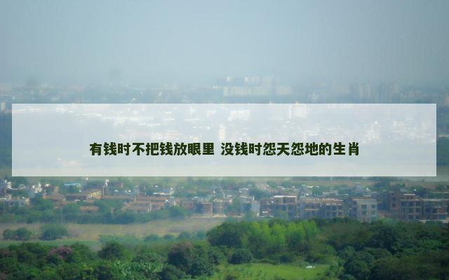有钱时不把钱放眼里 没钱时怨天怨地的生肖