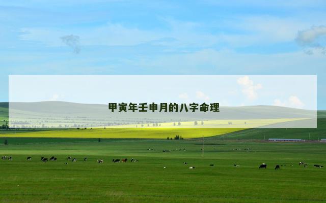 甲寅年壬申月的八字命理