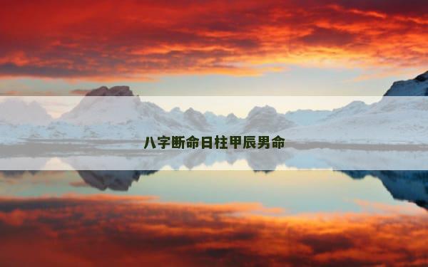 八字断命日柱甲辰男命 八字断命日柱甲辰男命