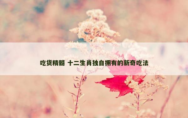 吃货精髓 十二生肖独自拥有的新奇吃法