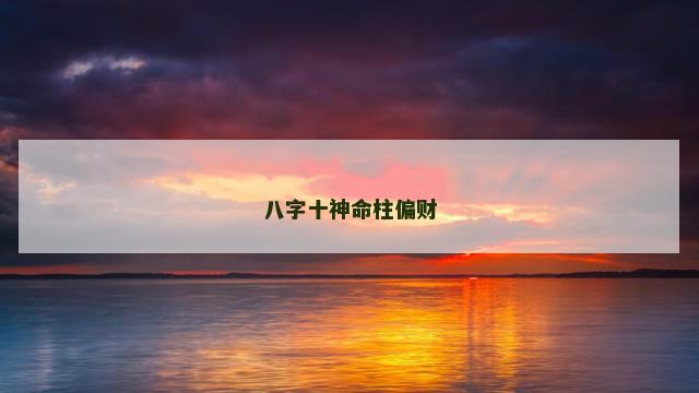 八字十神命柱偏财