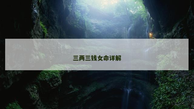 三两三钱女命详解