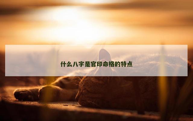 什么八字是官印命格的特点