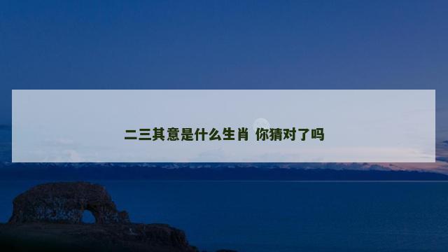 二三其意是什么生肖 你猜对了吗