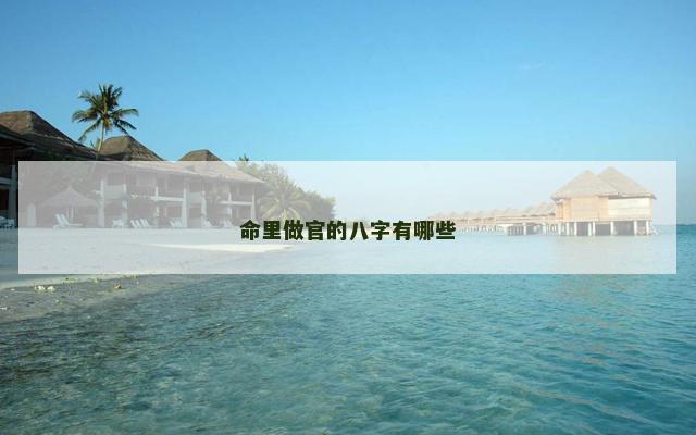 命里做官的八字有哪些