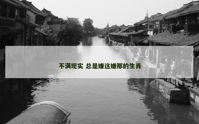 不满现实 总是嫌这嫌那的生肖 不满现实 总是嫌这嫌那的生肖