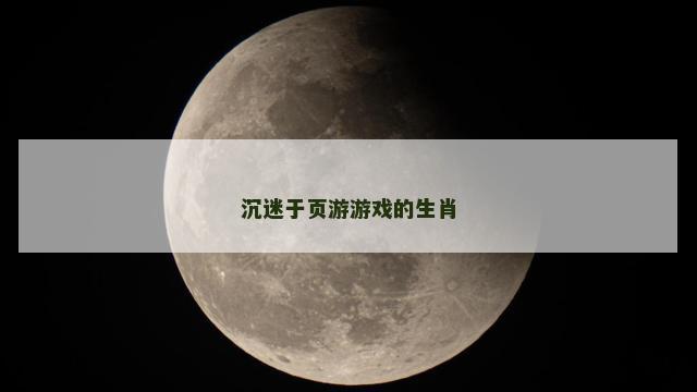 沉迷于页游游戏的生肖