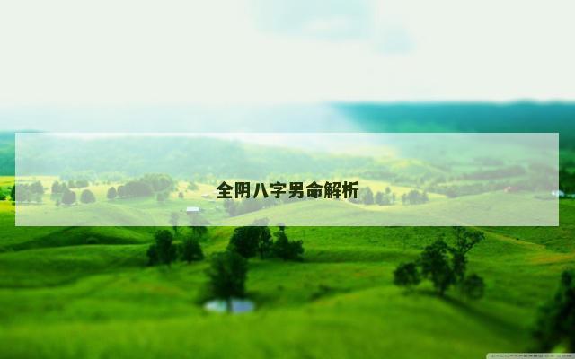 全阴八字男命解析