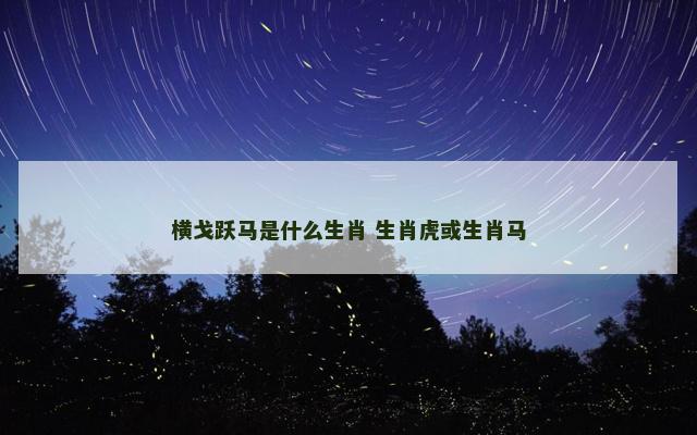 横戈跃马是什么生肖 生肖虎或生肖马