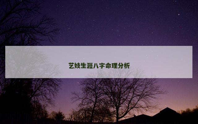 艺妓生涯八字命理分析